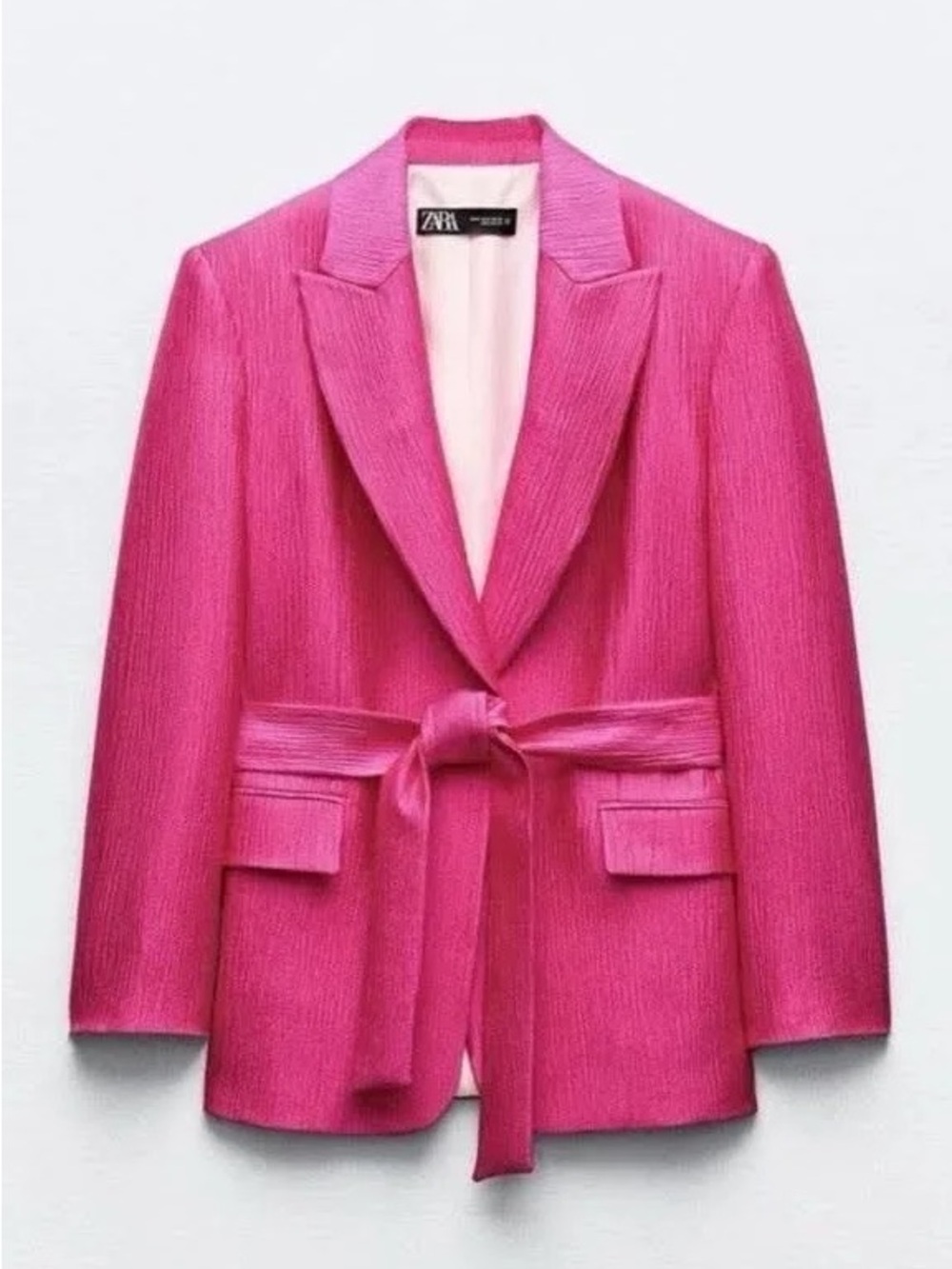 Zara Hot Pink Wide-Leg Jumpsuit with Belted Blazer - Picture 2 of 8